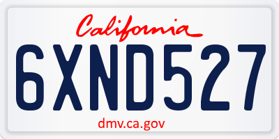 CA license plate 6XND527