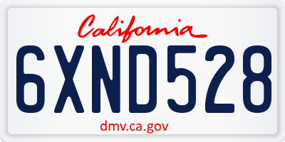 CA license plate 6XND528
