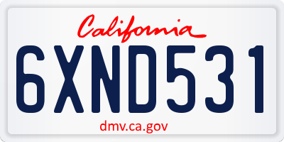 CA license plate 6XND531