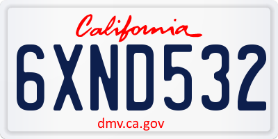 CA license plate 6XND532