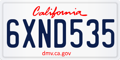 CA license plate 6XND535