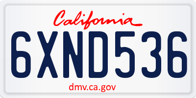CA license plate 6XND536