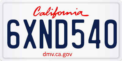 CA license plate 6XND540