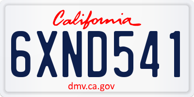 CA license plate 6XND541
