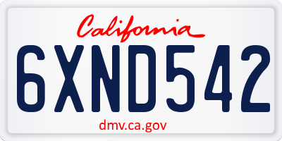 CA license plate 6XND542