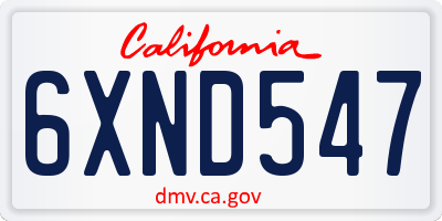 CA license plate 6XND547