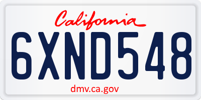 CA license plate 6XND548