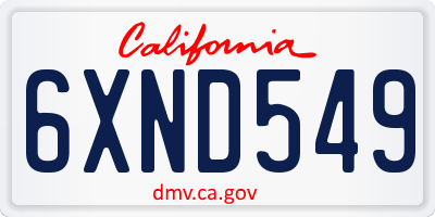 CA license plate 6XND549