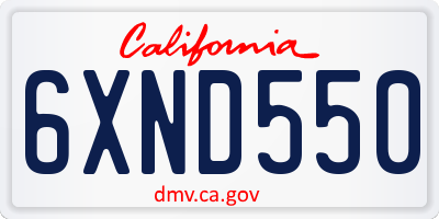 CA license plate 6XND550