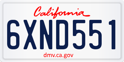 CA license plate 6XND551