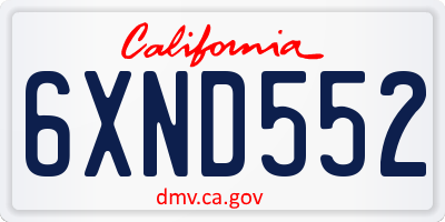 CA license plate 6XND552