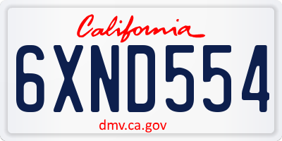 CA license plate 6XND554