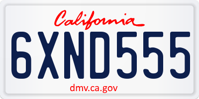 CA license plate 6XND555