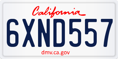 CA license plate 6XND557