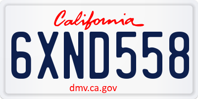 CA license plate 6XND558