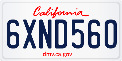 CA license plate 6XND560