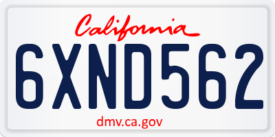 CA license plate 6XND562