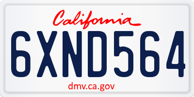 CA license plate 6XND564