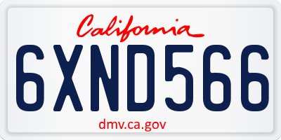 CA license plate 6XND566