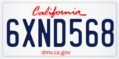 CA license plate 6XND568