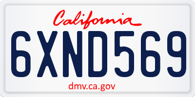 CA license plate 6XND569