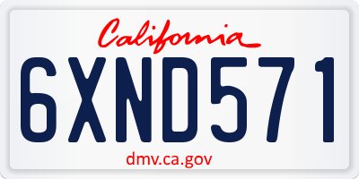 CA license plate 6XND571