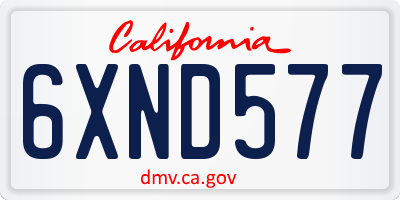 CA license plate 6XND577