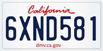 CA license plate 6XND581