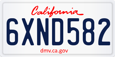 CA license plate 6XND582
