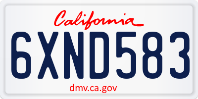 CA license plate 6XND583