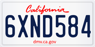 CA license plate 6XND584