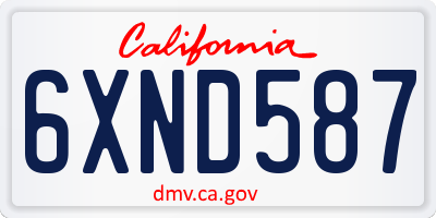 CA license plate 6XND587