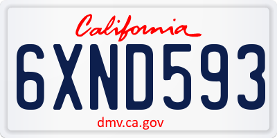 CA license plate 6XND593
