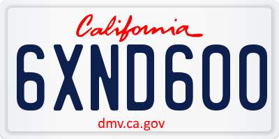CA license plate 6XND600