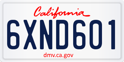 CA license plate 6XND601