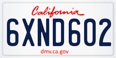CA license plate 6XND602