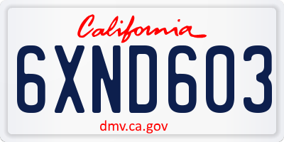 CA license plate 6XND603