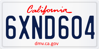 CA license plate 6XND604