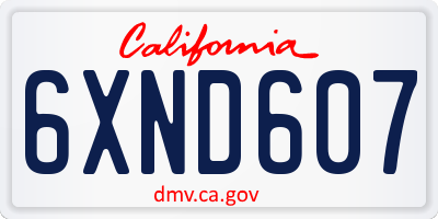CA license plate 6XND607