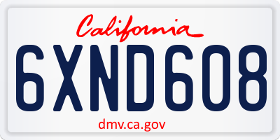 CA license plate 6XND608