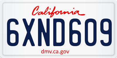 CA license plate 6XND609