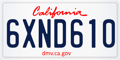 CA license plate 6XND610