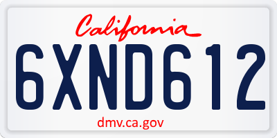CA license plate 6XND612