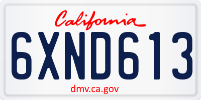 CA license plate 6XND613
