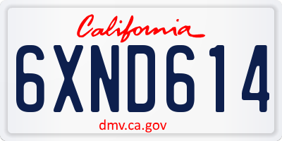 CA license plate 6XND614