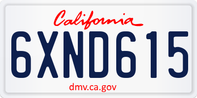 CA license plate 6XND615