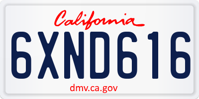 CA license plate 6XND616