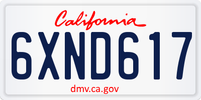 CA license plate 6XND617