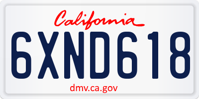 CA license plate 6XND618