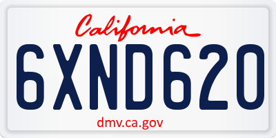 CA license plate 6XND620
